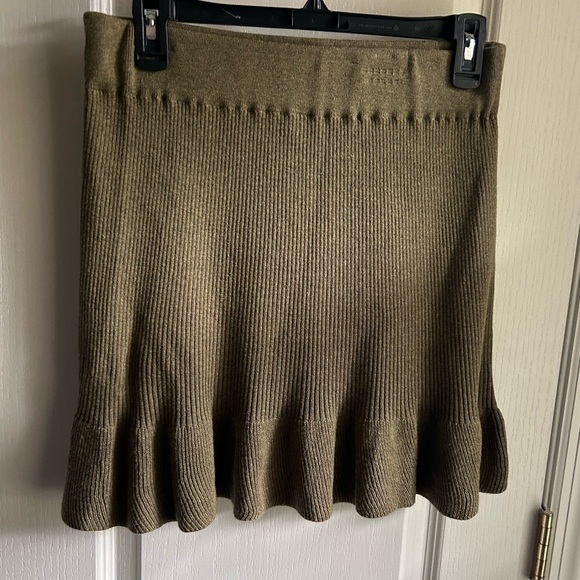 STITCHES & STRIPES Ribbed Knit Flounce Hem Mini Skirt Academia Schoolgirl | Sz M - Picture 3 of 7